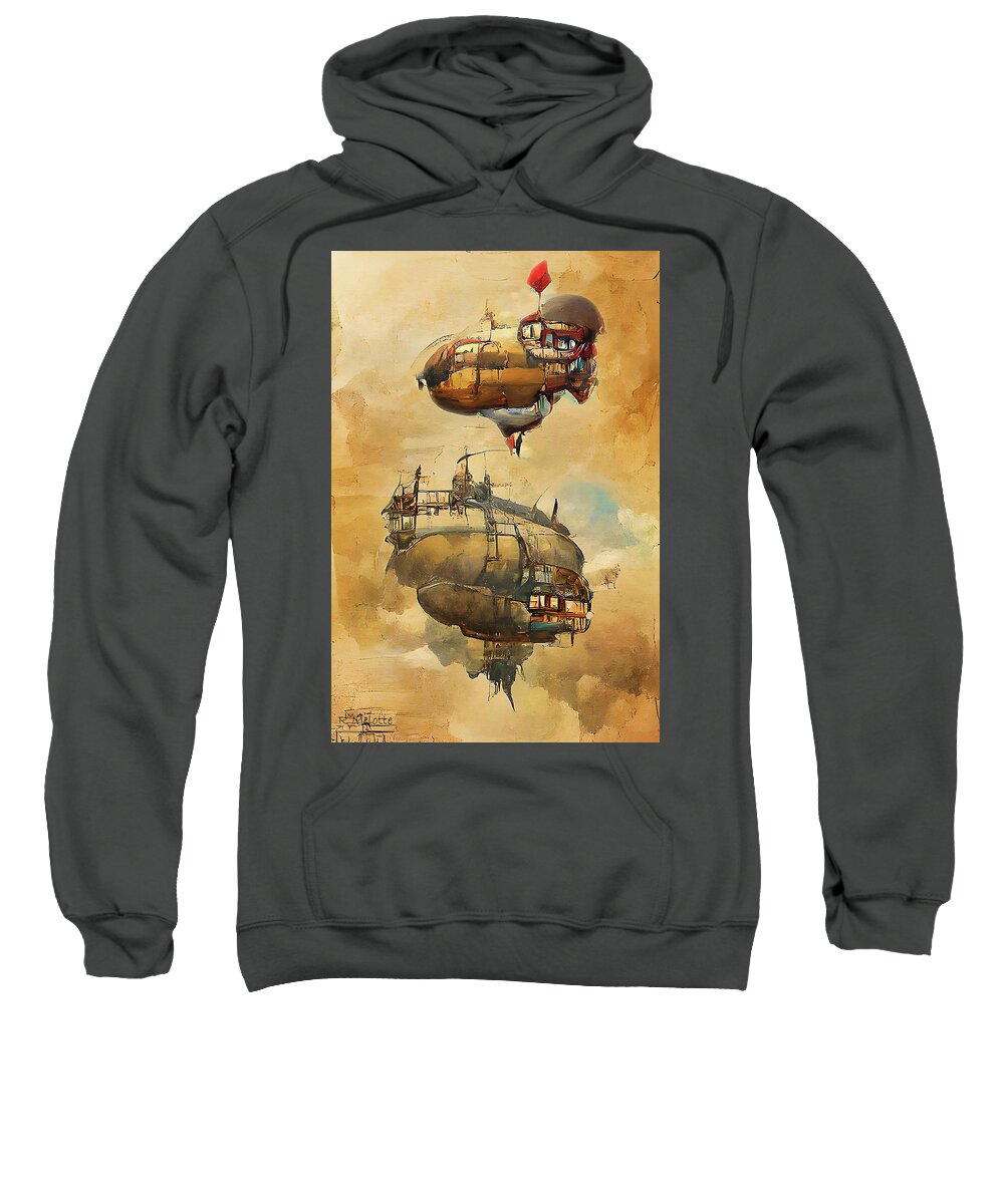 Steampunk Sweatshirt featuring the digital art Rendezvous at Ivoryfell by Rod Melotte
