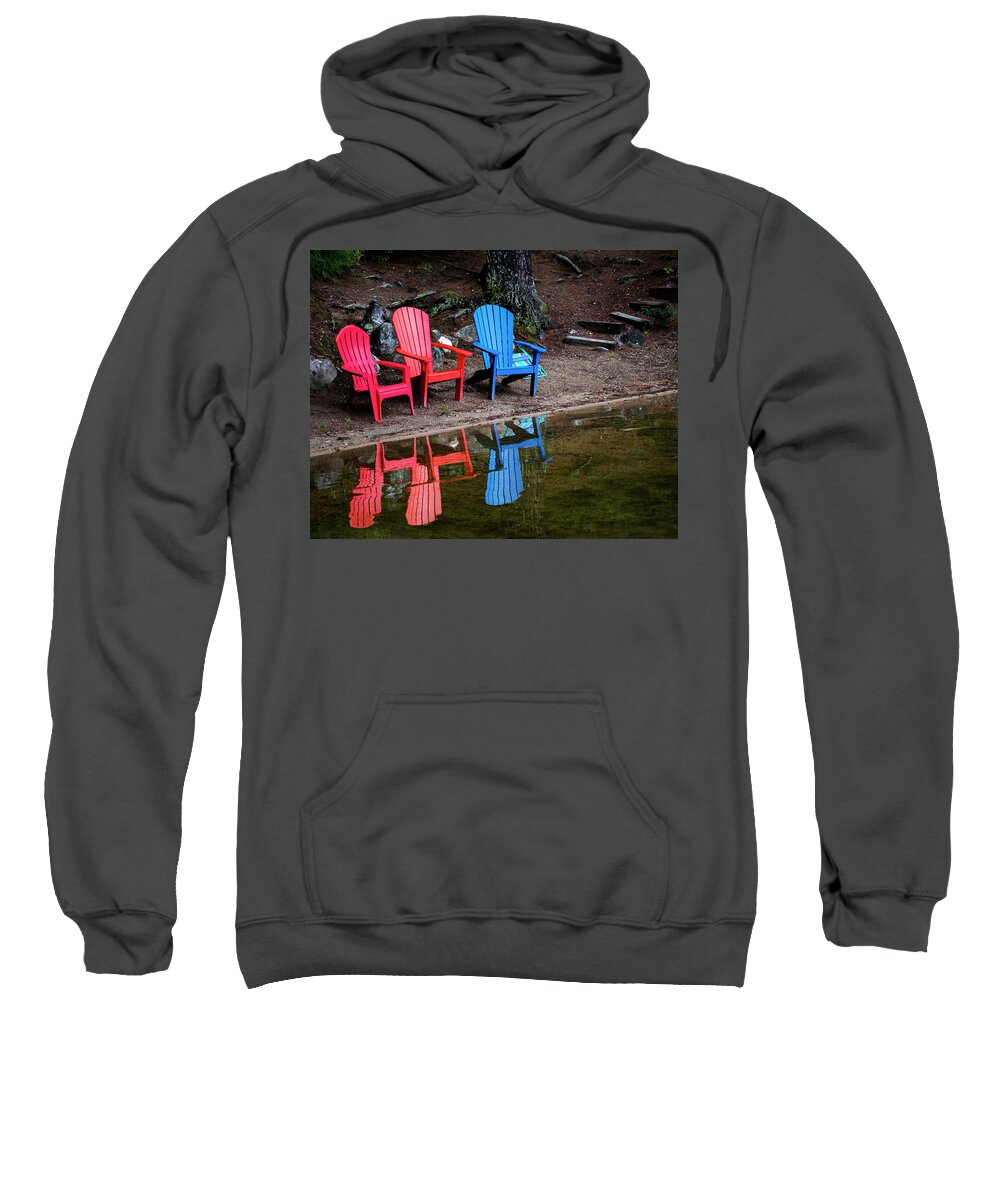 Chairs Sweatshirt featuring the photograph Resting by the Water by Regina Muscarella