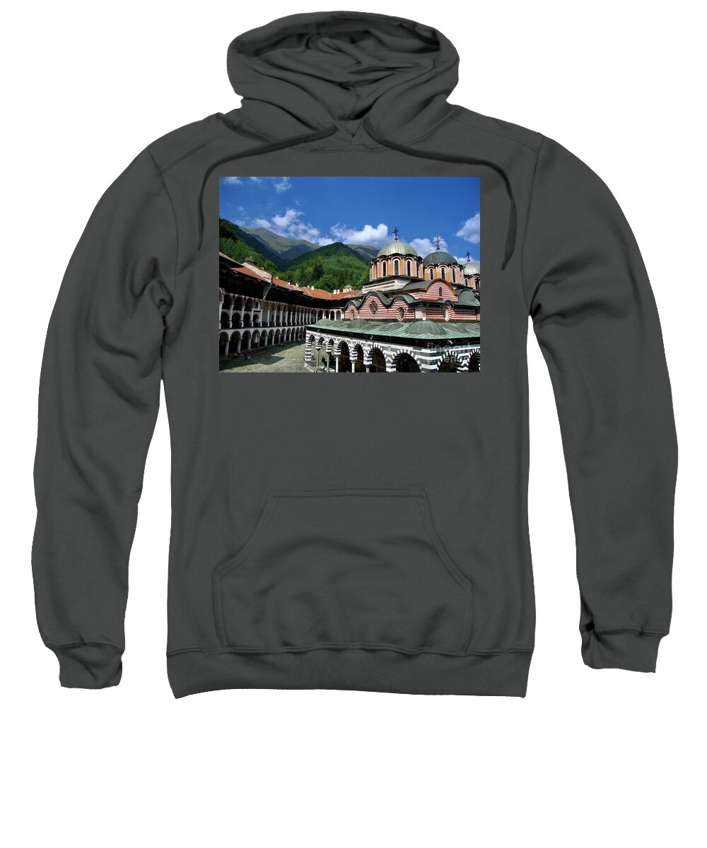  Sweatshirt featuring the photograph Rila Monastery by Annamaria Frost
