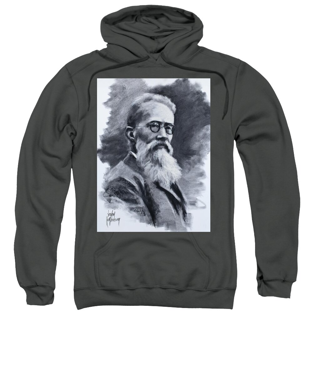 Charcoal Sweatshirt featuring the drawing Rimsky Korsakov by Jordan Henderson