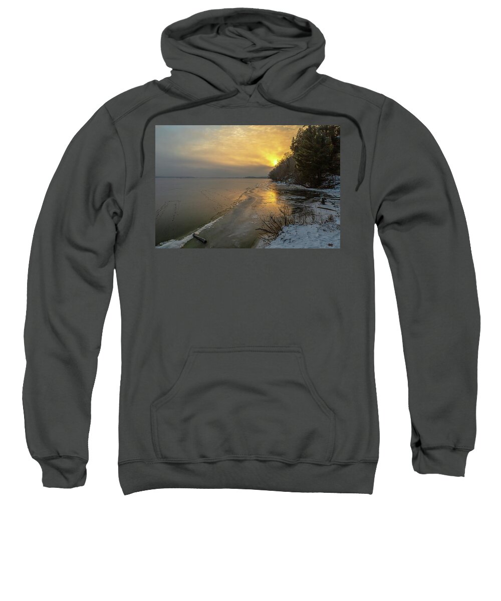 Starved Rock Sweatshirt featuring the photograph River Sunrise by Ray Silva