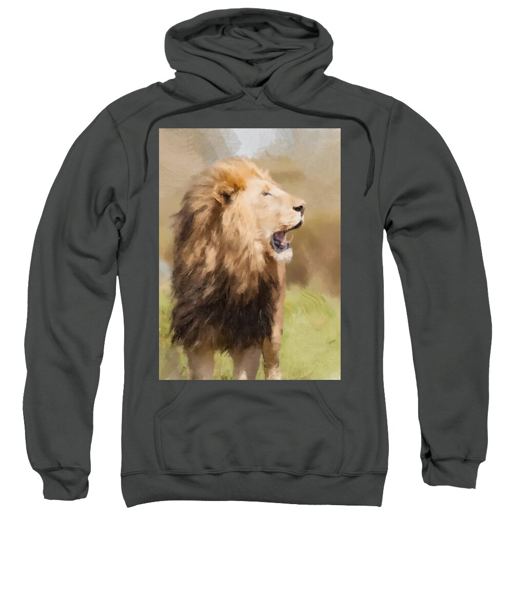 Lion Sweatshirt featuring the painting Roar by Gary Arnold