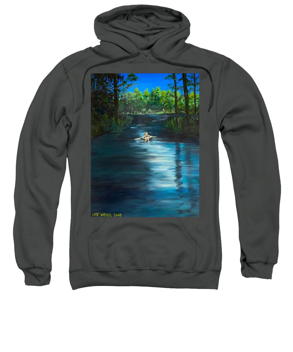 Tubing Sweatshirt featuring the painting Robin On The Rainbow by Larry Whitler