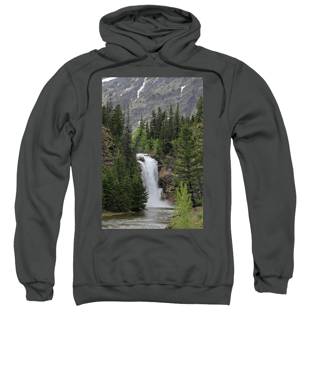 Running Eagle Falls Sweatshirt featuring the photograph Running Eagle Falls - Glacier National Park by Richard Krebs