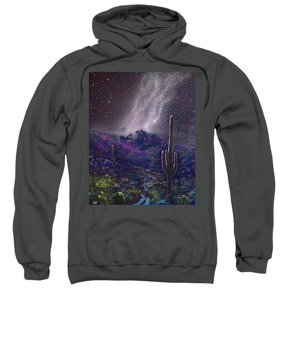 Tucson Sweatshirt featuring the painting Sabino Canyon Stars, Tucson by Chance Kafka