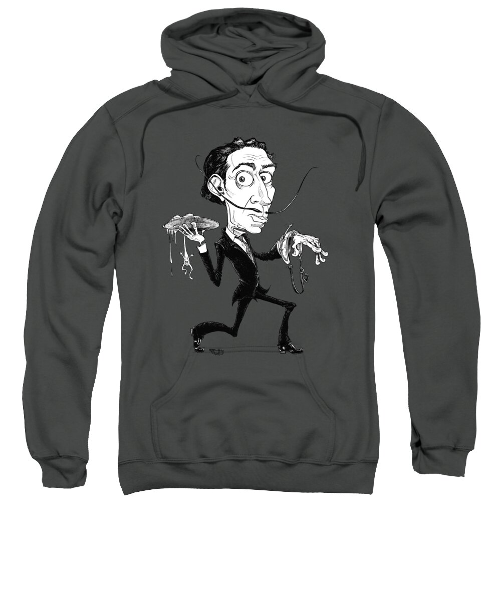 Mikescottdraws Sweatshirt featuring the drawing Salvador Dali by Mike Scott