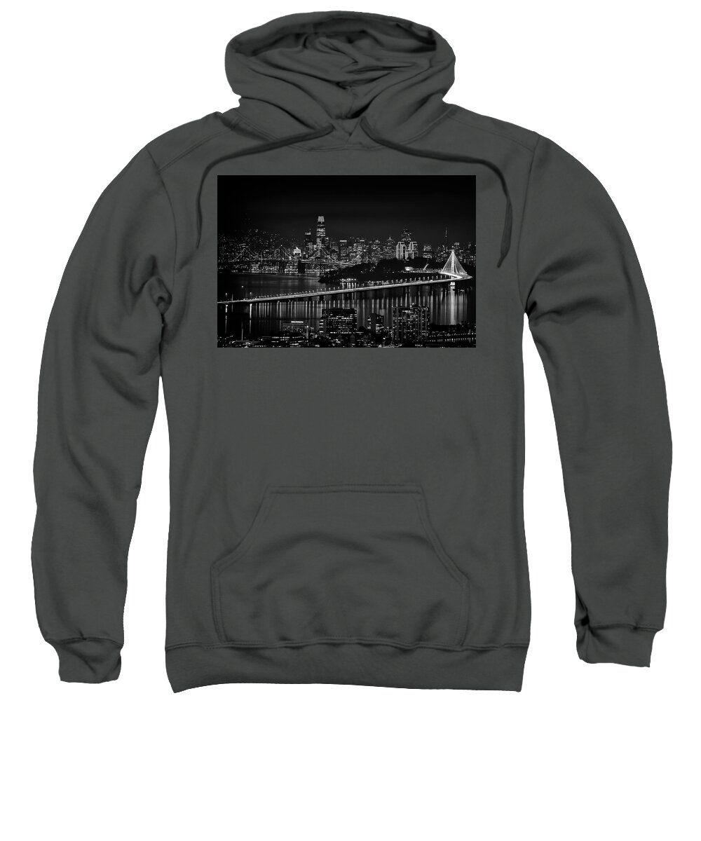 Architecture Sweatshirt featuring the photograph San Francisco Oakland Bay Bridge at Night by Scott Wyatt