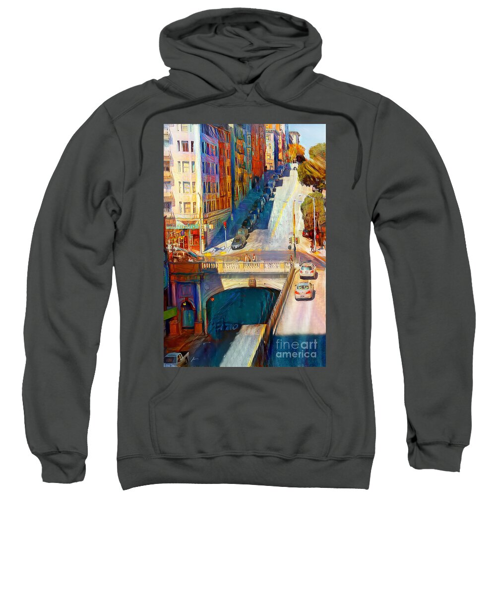 Wingsdomain Sweatshirt featuring the photograph San Francisco Stockton Street Tunnel in Vibrant Colors 20210108 by Wingsdomain Art and Photography
