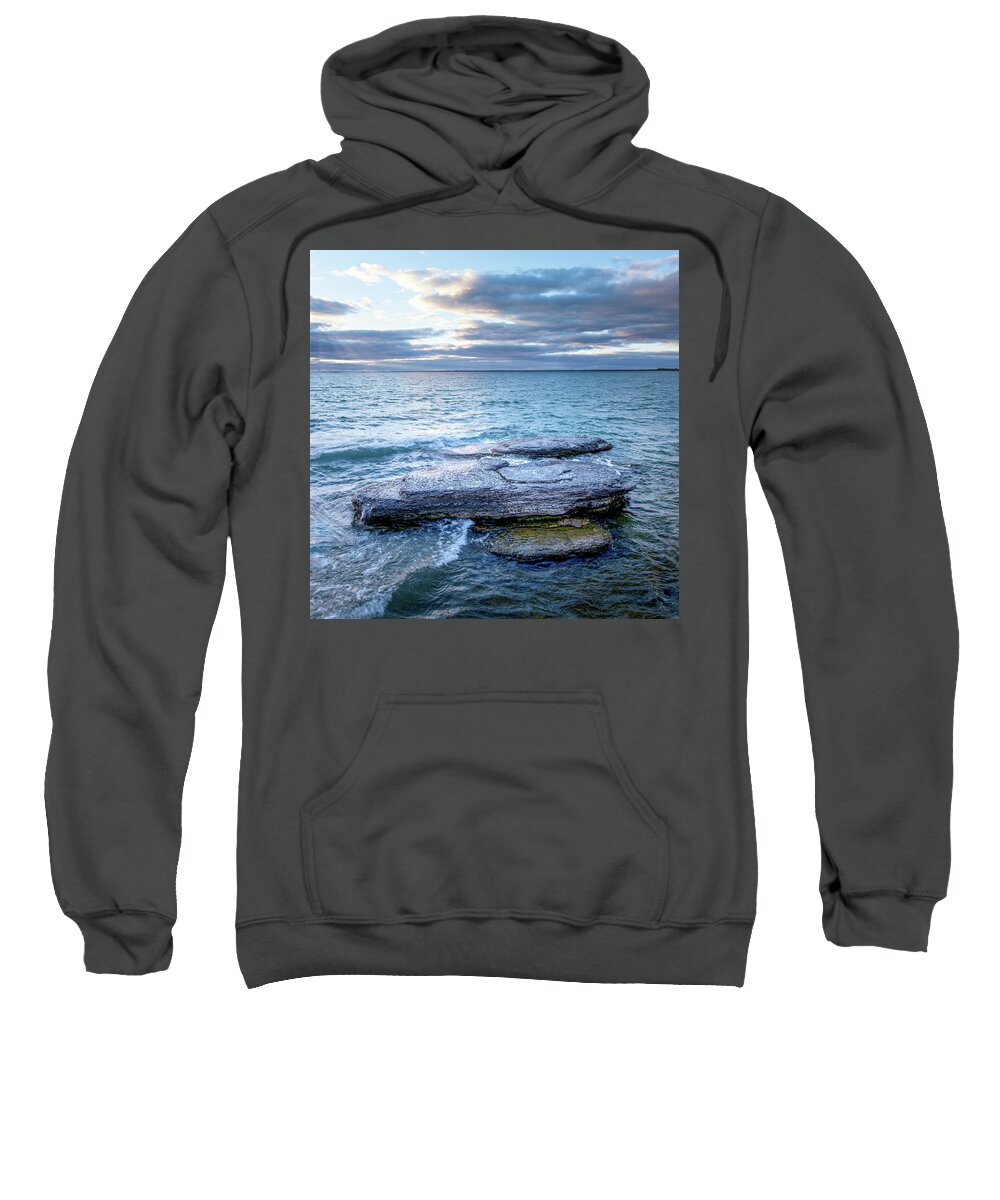 Autumn Sweatshirt featuring the photograph Sandbanks Rock by Dee Potter