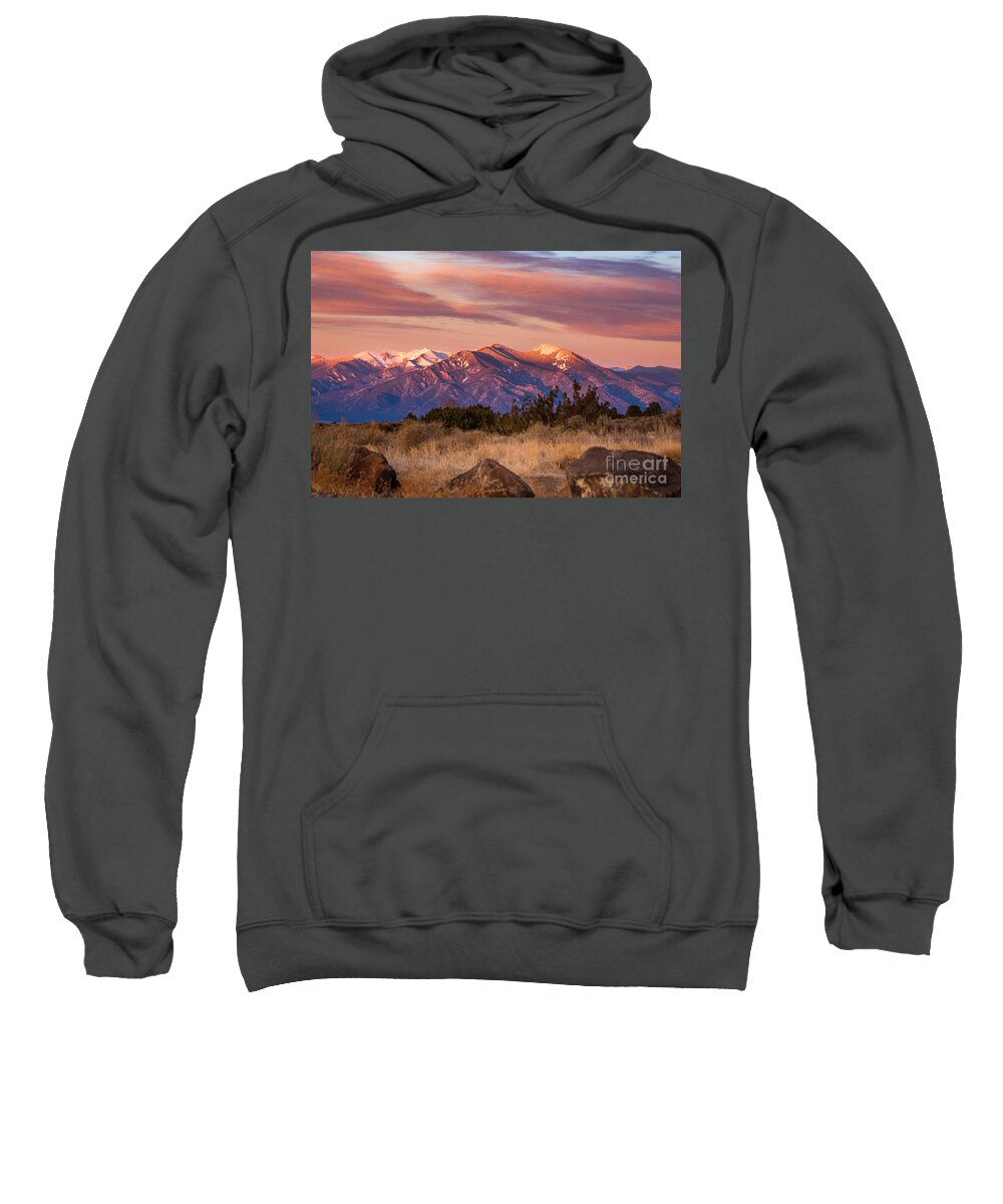 Taos Sweatshirt featuring the photograph Sangre de Cristo Sunset by Elijah Rael
