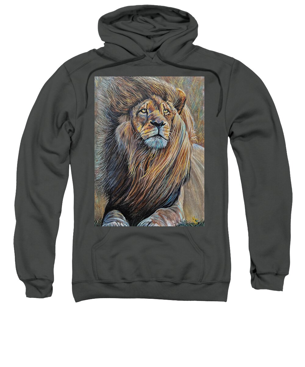 Lion Sweatshirt featuring the painting Savannah Winds by Mark Ray