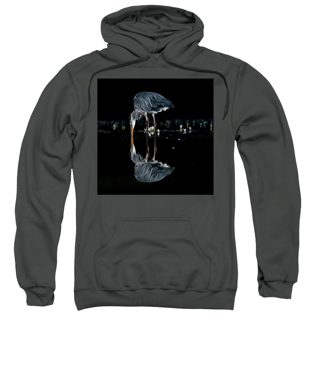 Grey Heron Sweatshirt featuring the photograph Searching by Mark Hunter