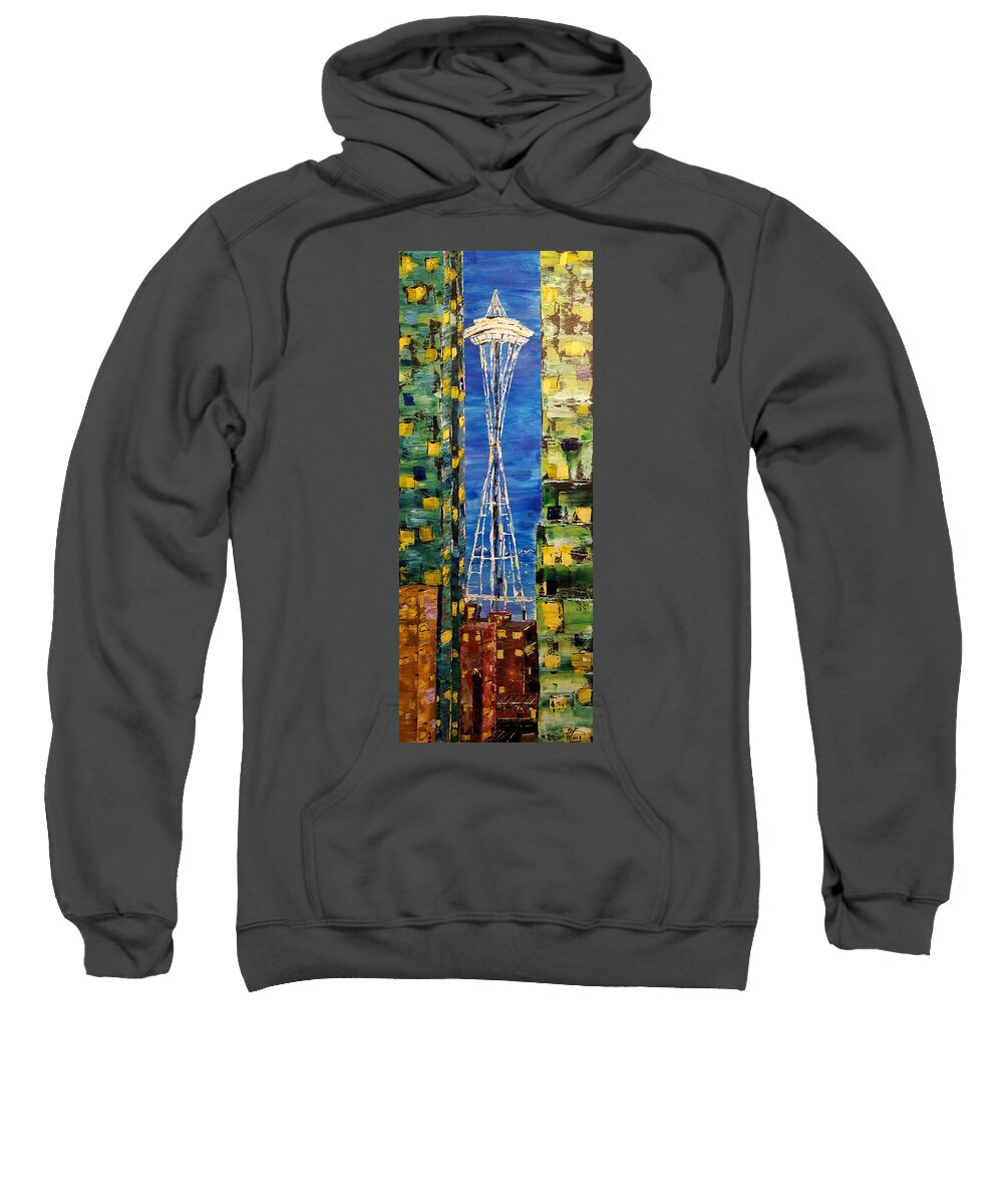 Seattle Sweatshirt featuring the painting Seattle Living by Brent Knippel