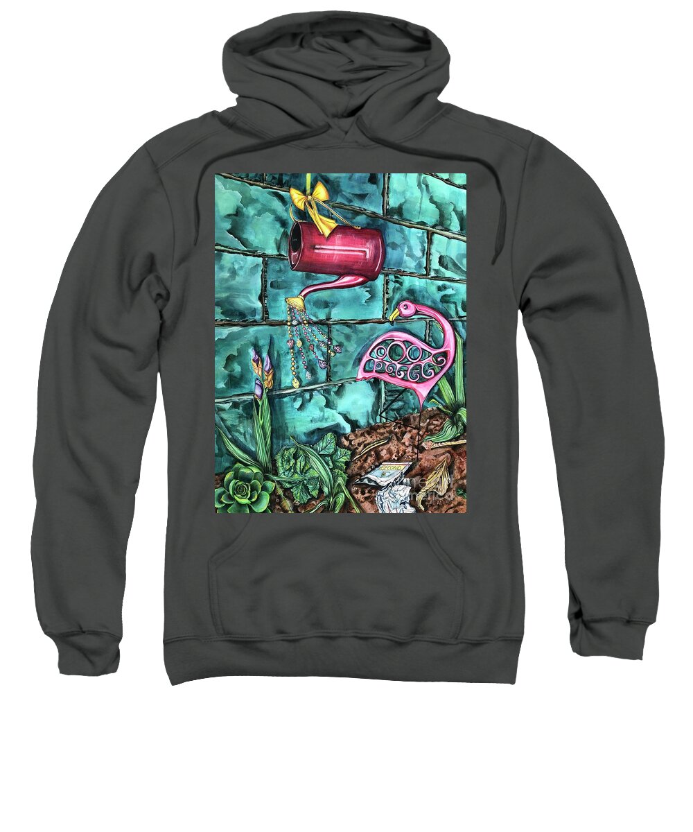 Watering Can Sweatshirt featuring the mixed media Second Season by Mastiff Studios