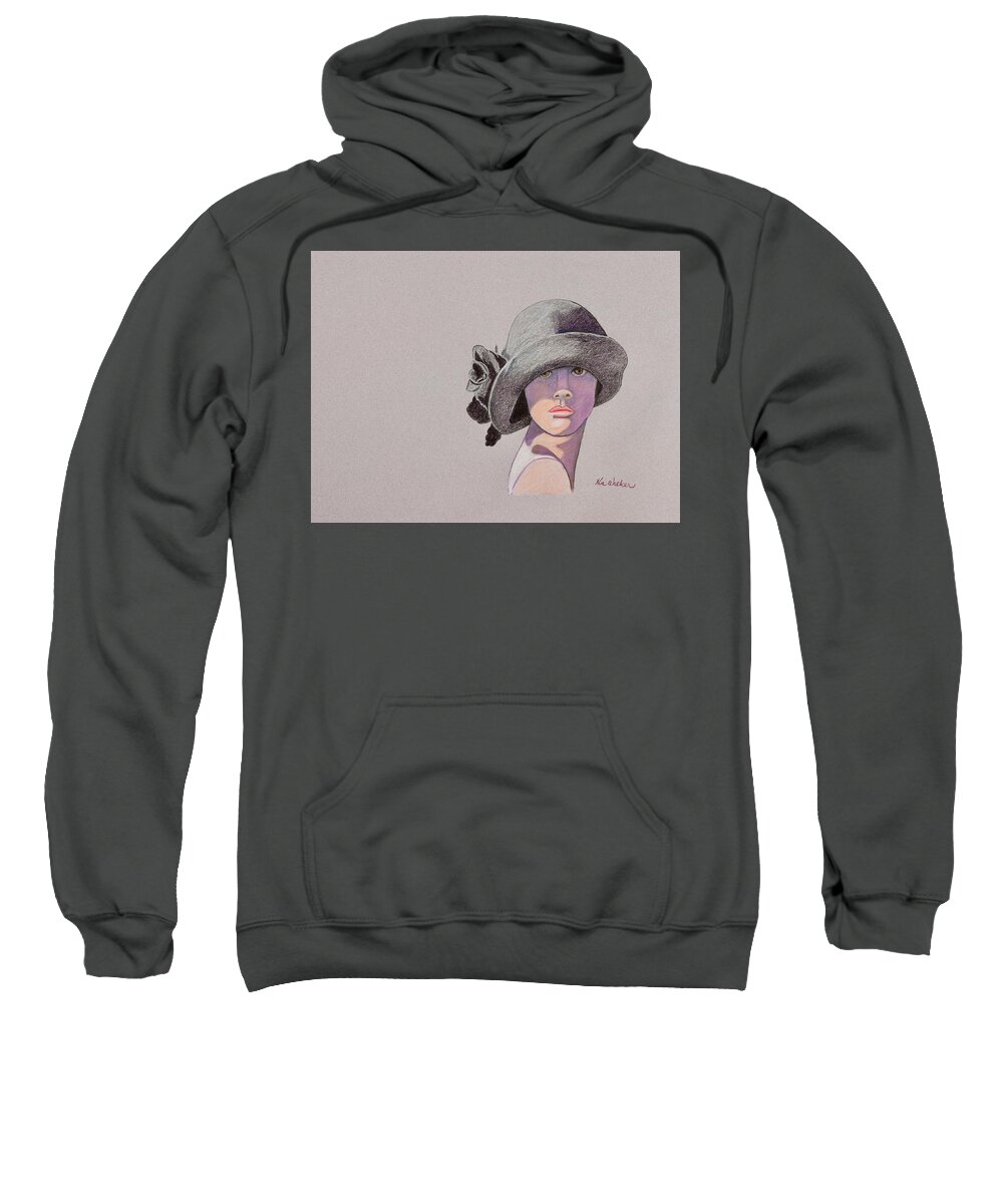 Gray Sweatshirt featuring the drawing AllAboutTheHat2 Drawing by Kimberly Walker