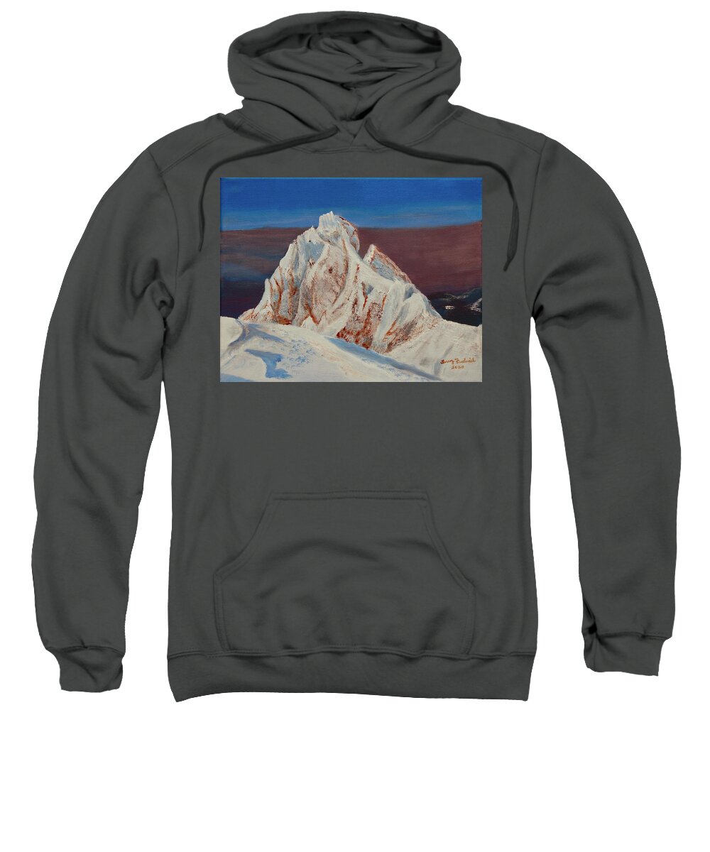 Sherman Peak Sweatshirt featuring the painting Sherman Peak by Terry Frederick