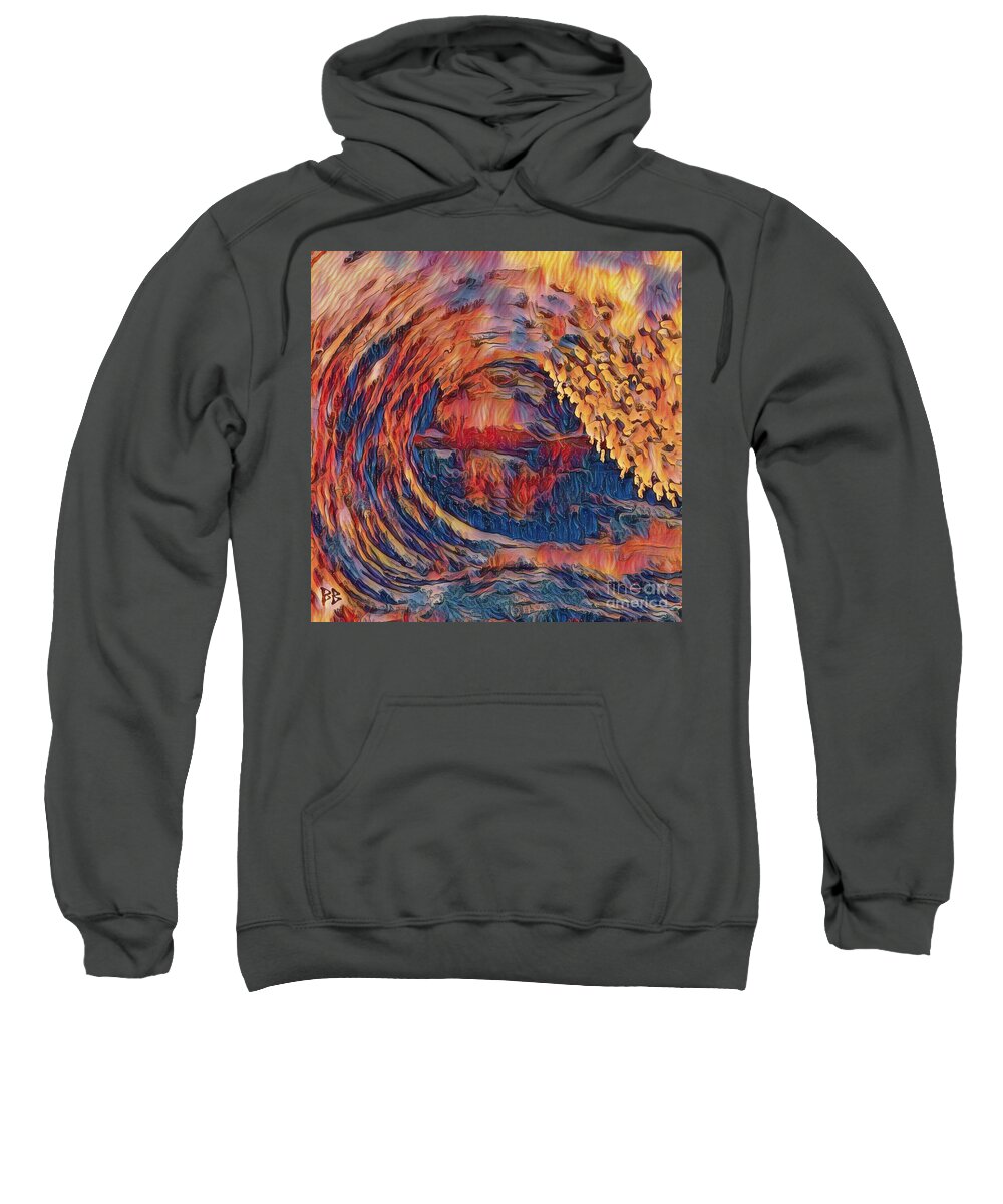 Wave Waves Digital Abstract Mixed Media Landscape Pillow Cushion Sweatshirt featuring the mixed media Shimmer Wave by Bradley Boug
