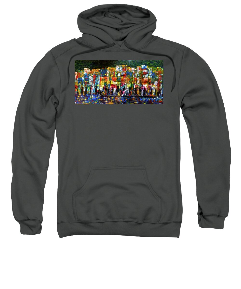 City Sweatshirt featuring the painting Sidewalk Strut by Janice Nabors Raiteri