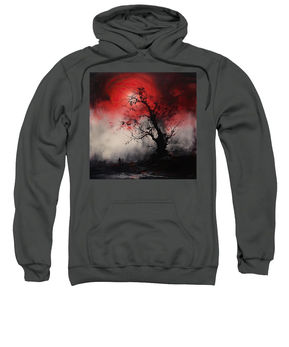 Red And Gray Sweatshirt featuring the painting Silhouetted Shadows Shadows Art by Lourry Legarde