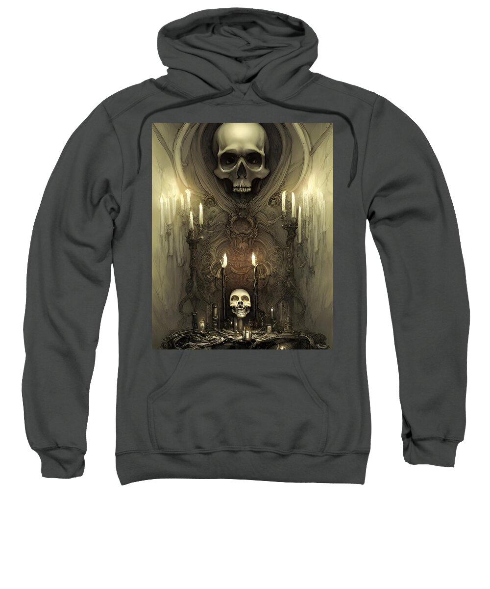 Skull Art Sweatshirt featuring the digital art Skull Altar in Sepia by Annalisa Rivera-Franz