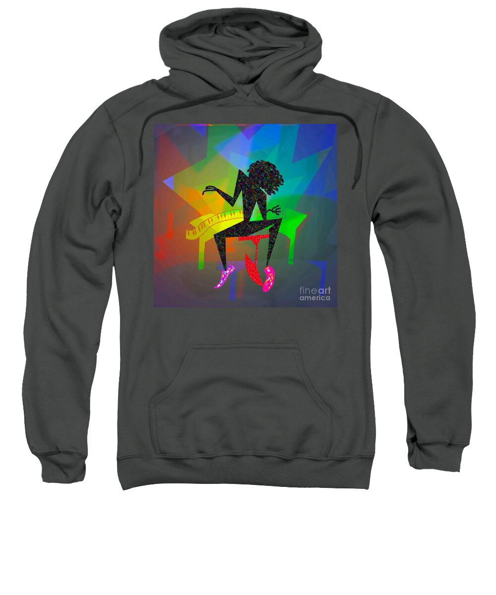 Piano Player Sweatshirt featuring the painting Sock Joplin by D Powell-Smith
