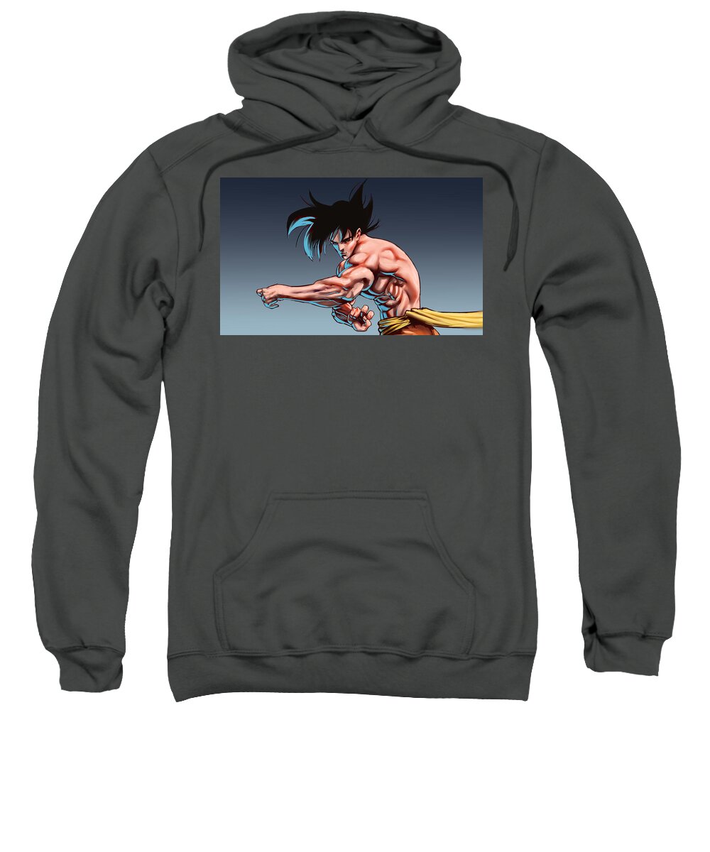 Son Goku Sweatshirt featuring the digital art Son Goku by Darko B
