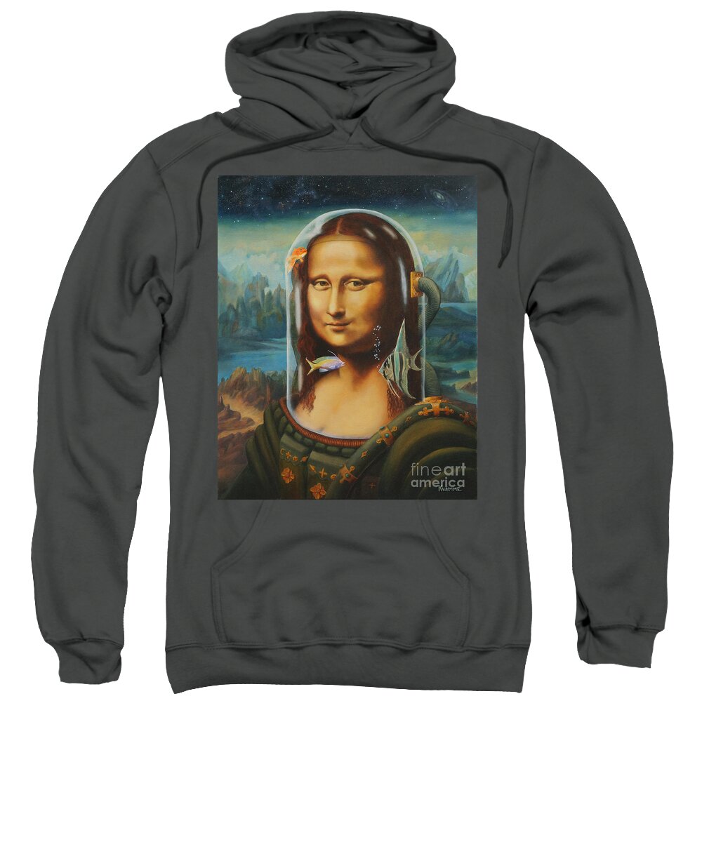 Mona Lisa Sweatshirt featuring the painting Space Mona by Ken Kvamme