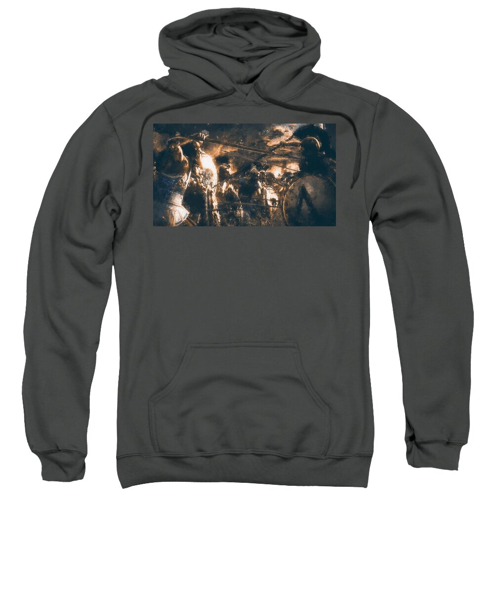 Spartan Warrior Sweatshirt featuring the painting Spartans at War, 04 by AM FineArtPrints