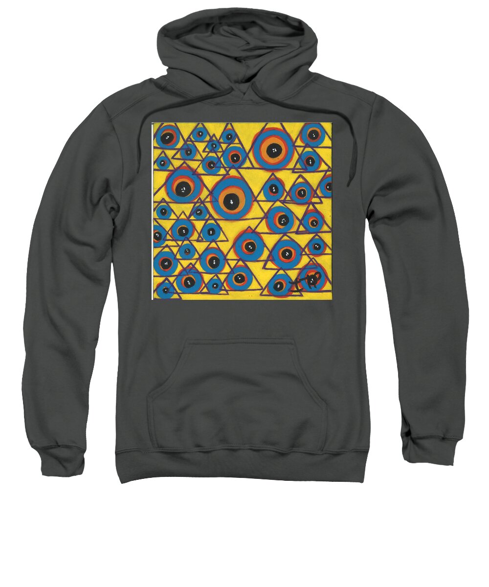 Yellow Sweatshirt featuring the painting Spirit Guides by Esoteric Gardens KN