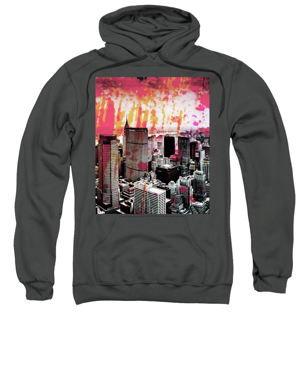 New York City Skyline Sweatshirt featuring the photograph Splatter Pop Triptych_1 by Az Jackson