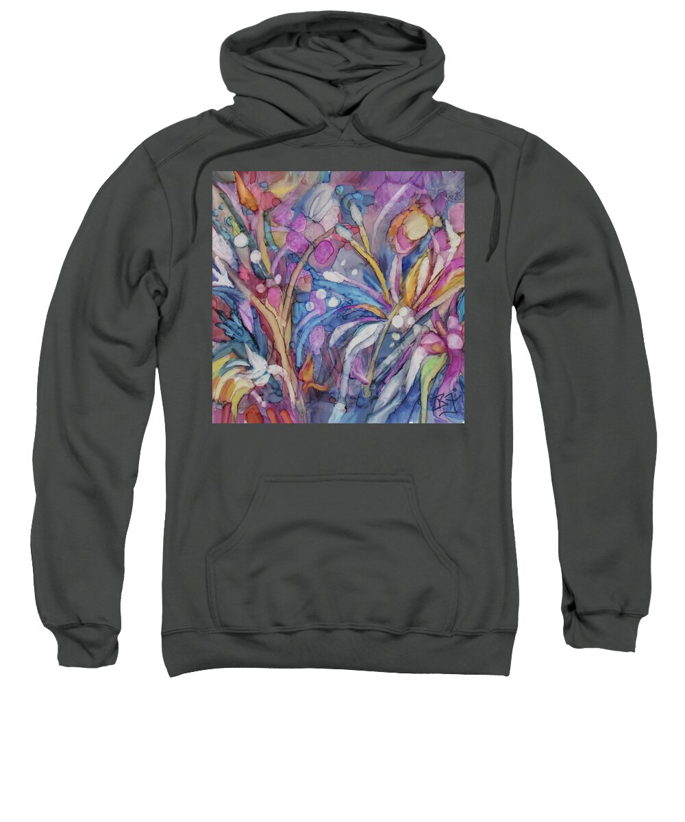 Alcohol Ink Sweatshirt featuring the painting Spring Garden by Jean Batzell Fitzgerald