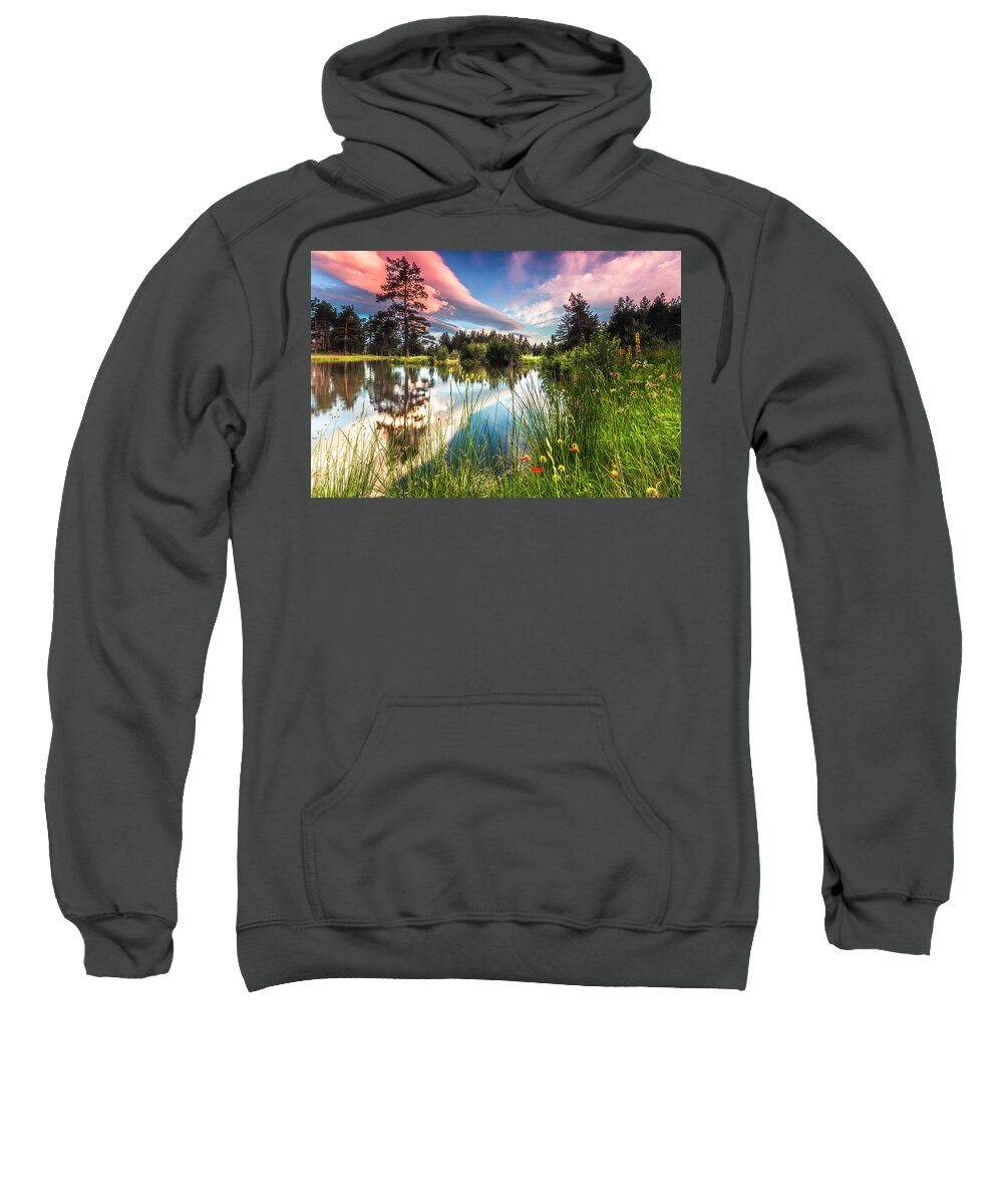 Mountain Sweatshirt featuring the photograph Spring Lake by Evgeni Dinev