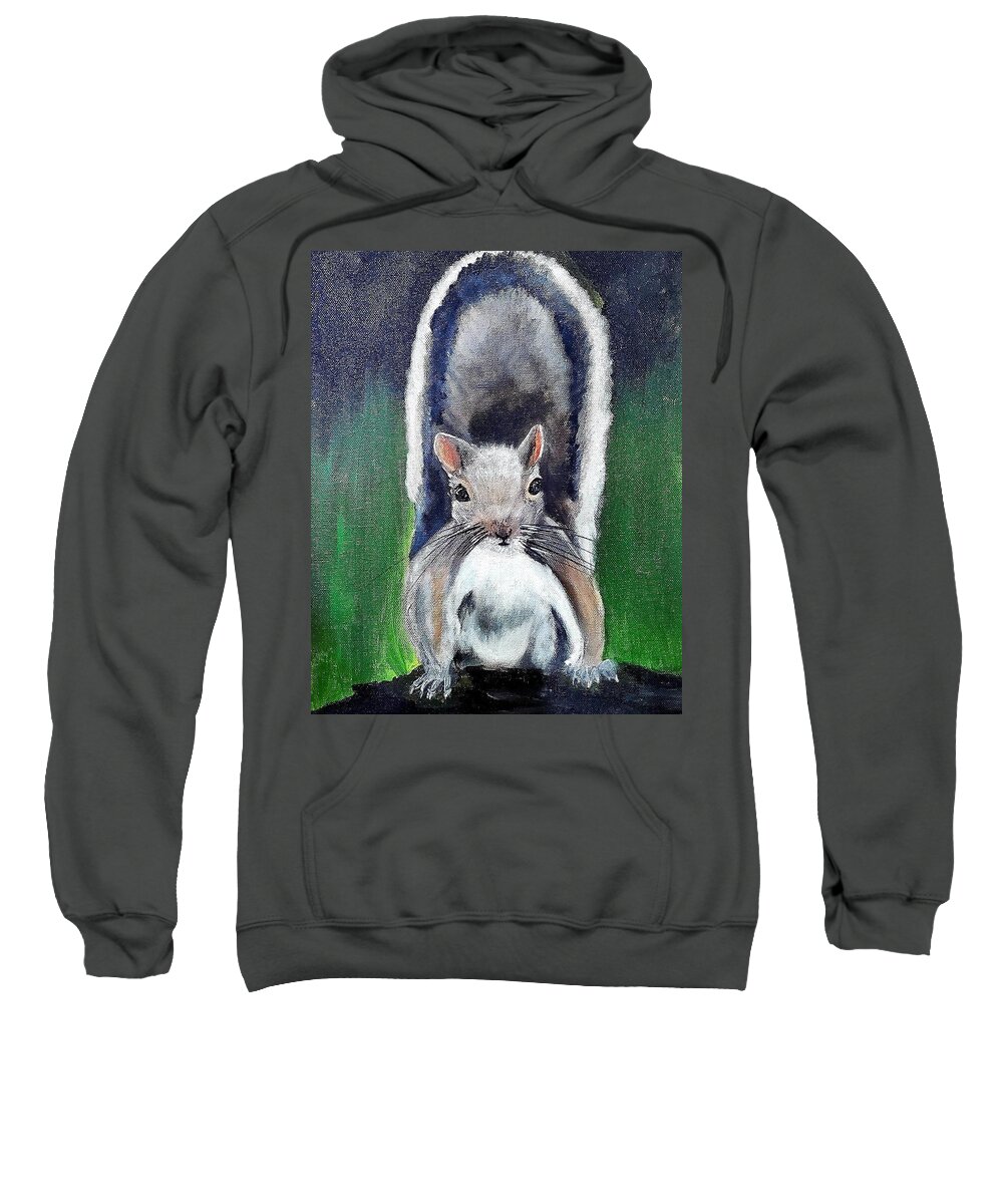 Squirrel Sweatshirt featuring the painting Squirrel by Amy Kuenzie