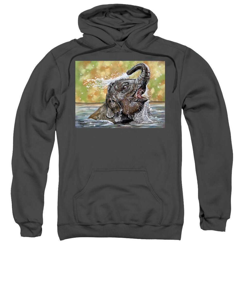 Elephant Sweatshirt featuring the painting Squirt Gun by Mark Ray