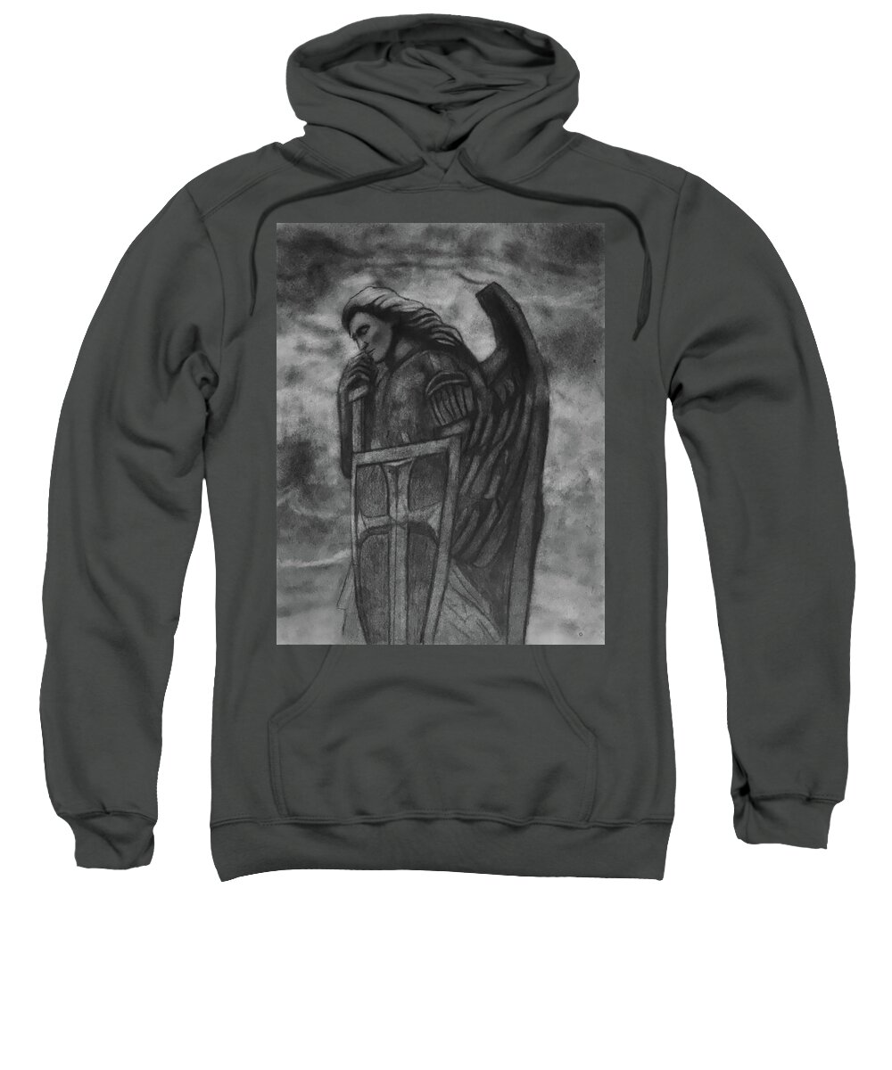 St Michael Sweatshirt featuring the drawing St. Michael the Archangel by Nadija Armusik