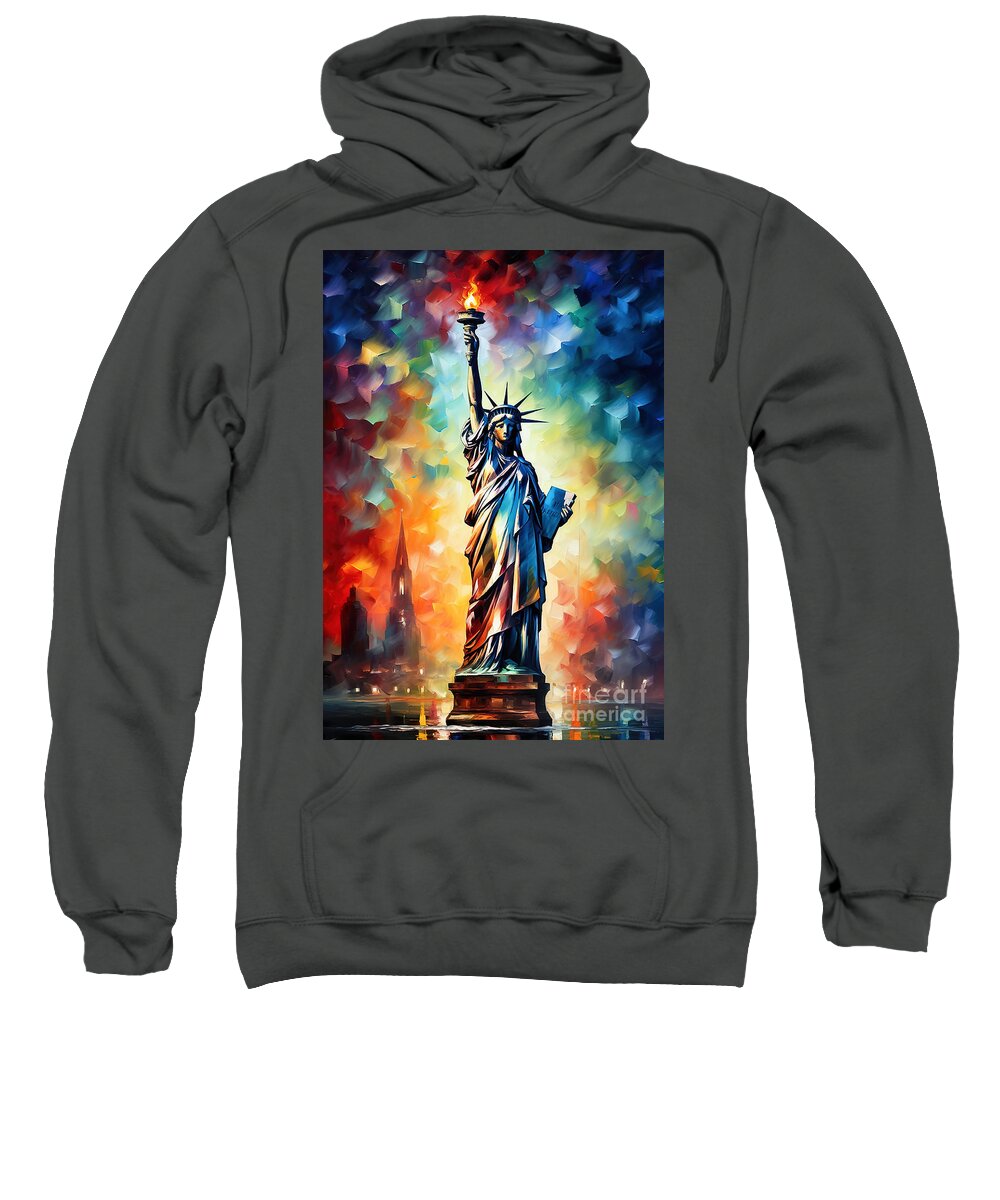 Statue Of Liberty Sweatshirt featuring the painting Statue Of Liberty Painting by Mark Ashkenazi