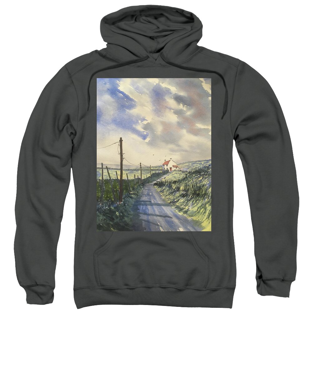 Watercolour Sweatshirt featuring the painting Storm on the road to Halton Gill by Glenn Marshall