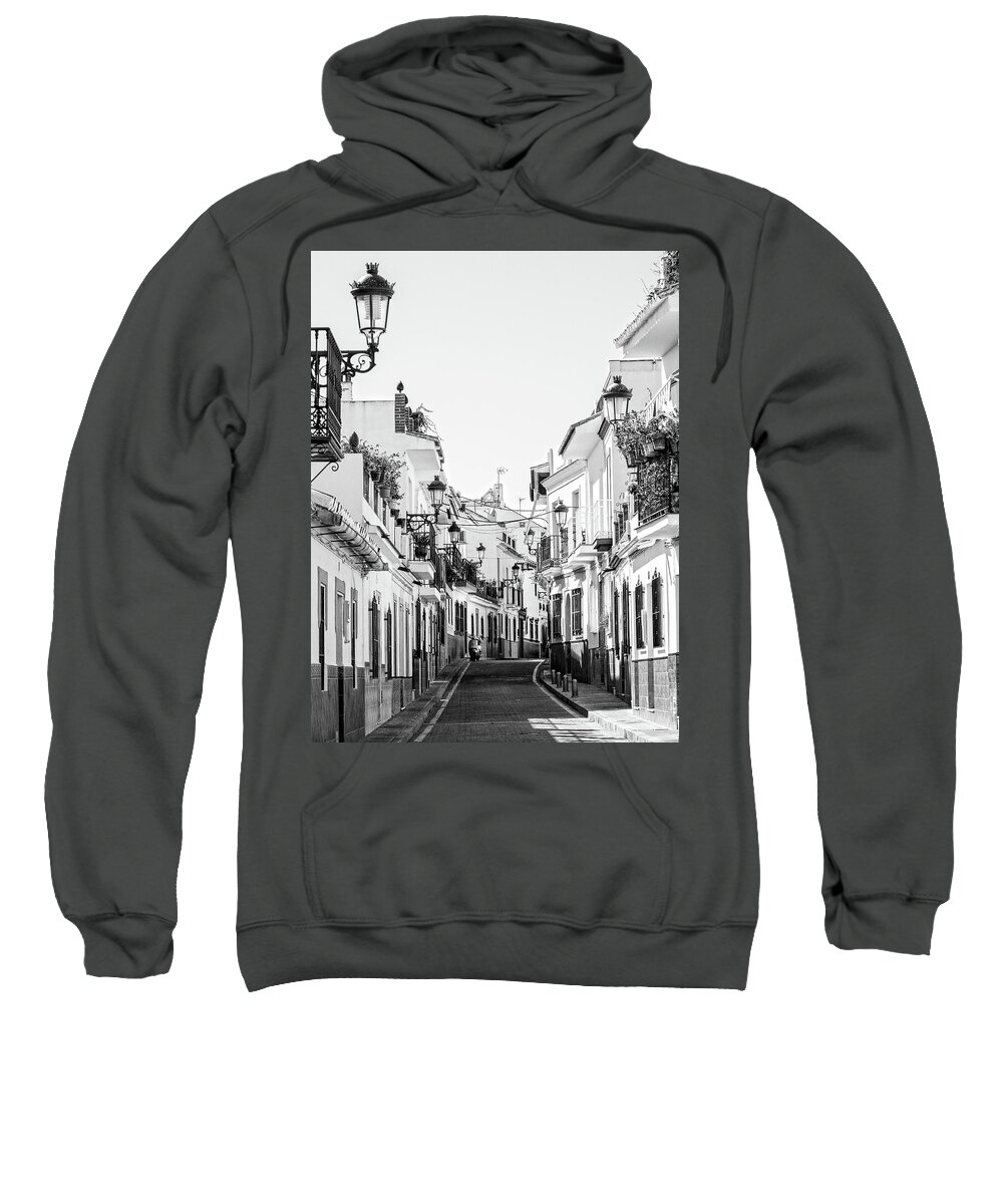 Black And White Sweatshirt featuring the photograph Street in Nerja by Naomi Maya