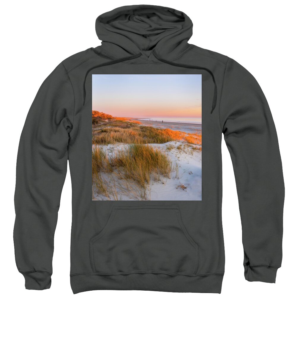Sullivan's Island Sweatshirt featuring the photograph Sullivan's Island Golden Sand Dunes by Donnie Whitaker