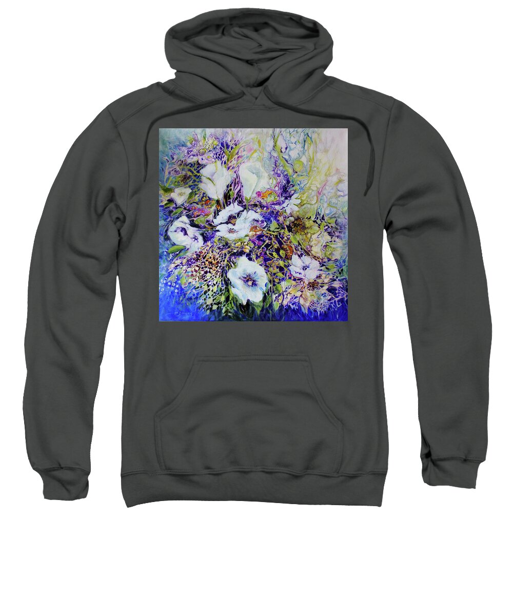 Floral Sweatshirt featuring the painting Summer Abundance by Jo Smoley