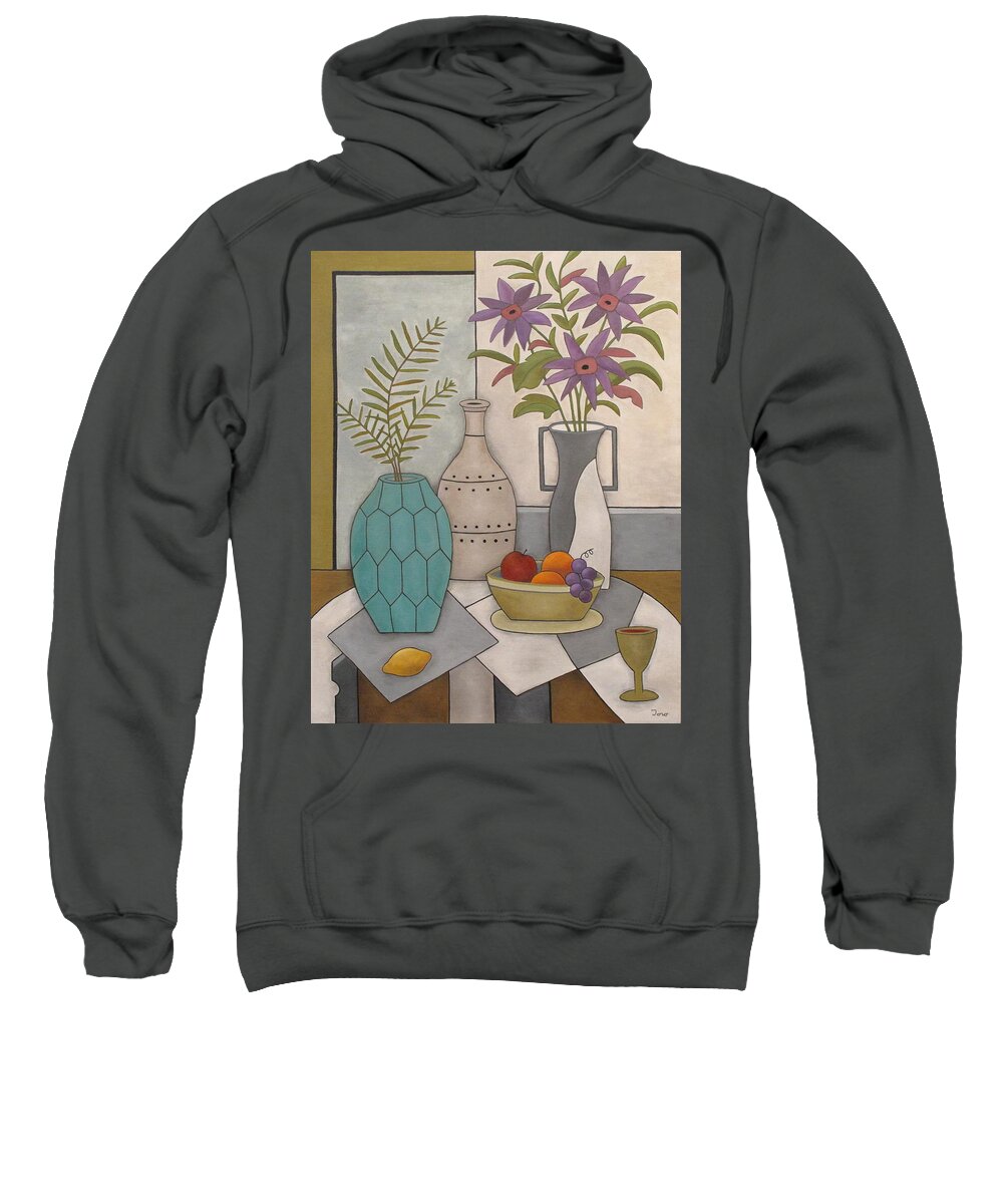 Still Life Sweatshirt featuring the painting Summer Flowers and Fruit by Trish Toro