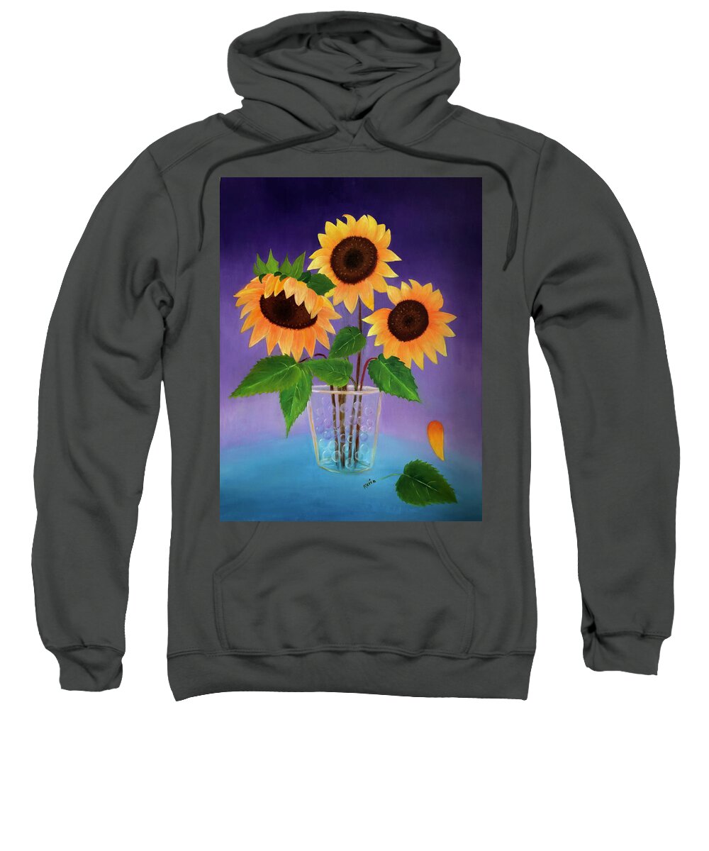 Sunflower Sweatshirt featuring the painting Sunflowers by Karin Eisermann