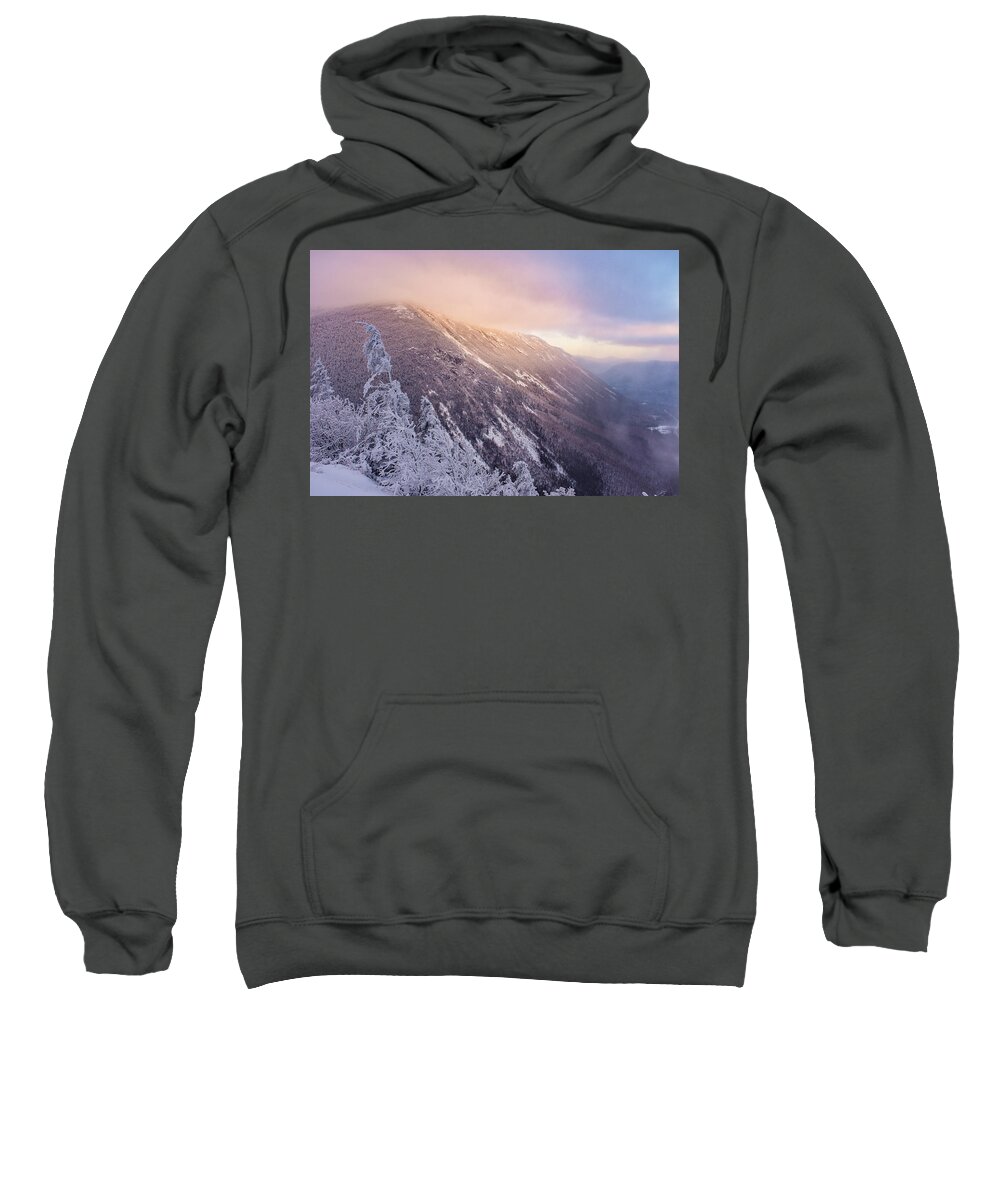Snow Sweatshirt featuring the photograph Sunlight Through The Clouds, Crawford Notch. by Jeff Sinon