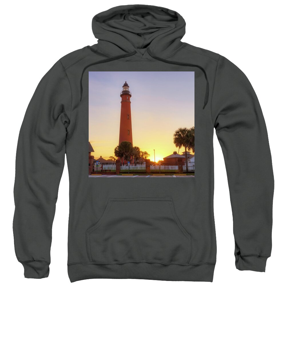 Donnatwifordphotography Sweatshirt featuring the photograph Sunrise at Ponce De Leon Lighthouse by Donna Twiford