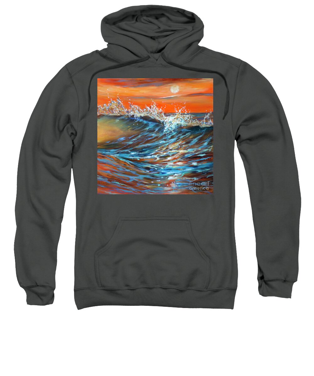 Ocean Sweatshirt featuring the painting Sunrise Lace by Linda Olsen