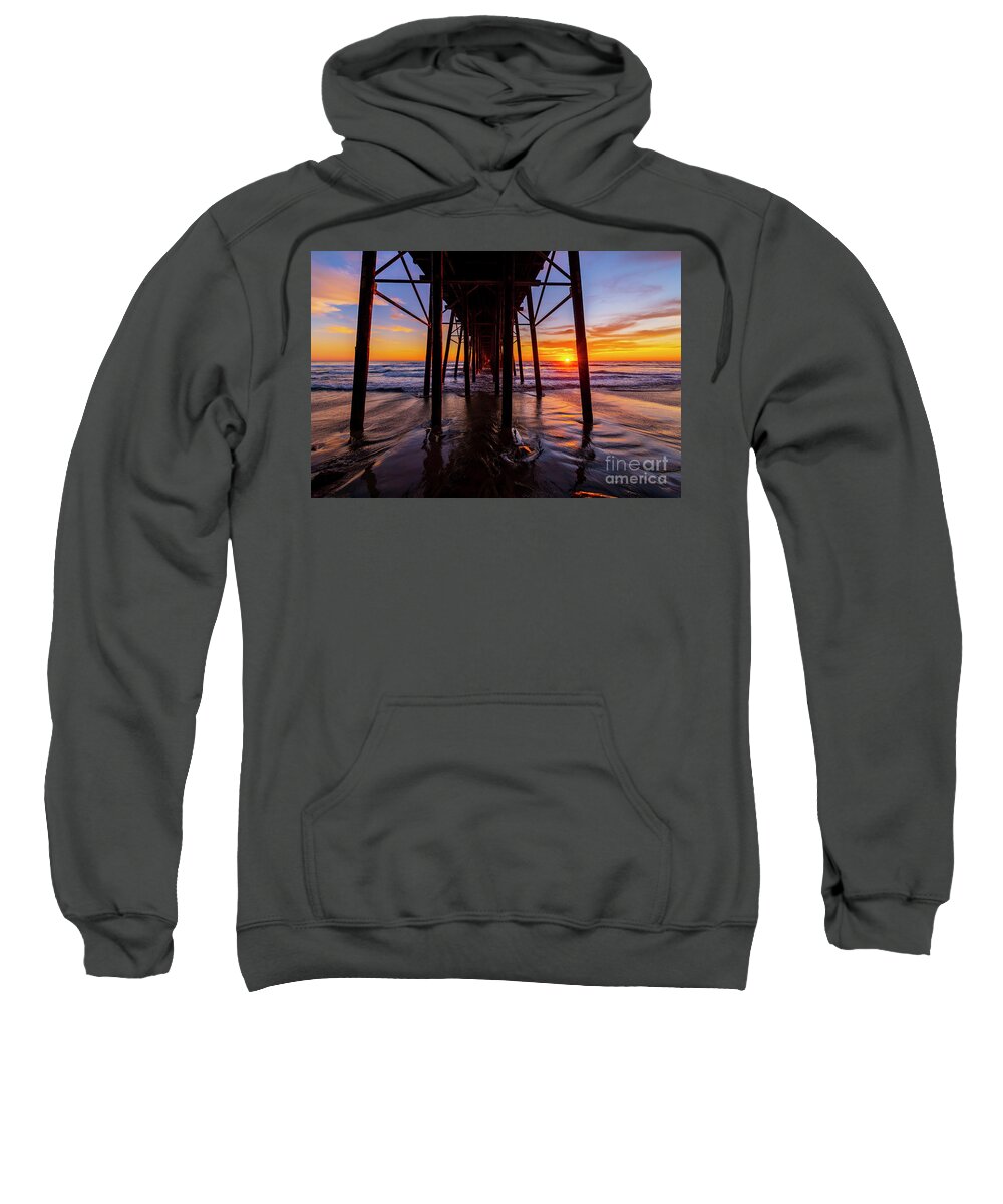 Pier Sweatshirt featuring the photograph Sunset at Oceanside Pier by Rich Cruse