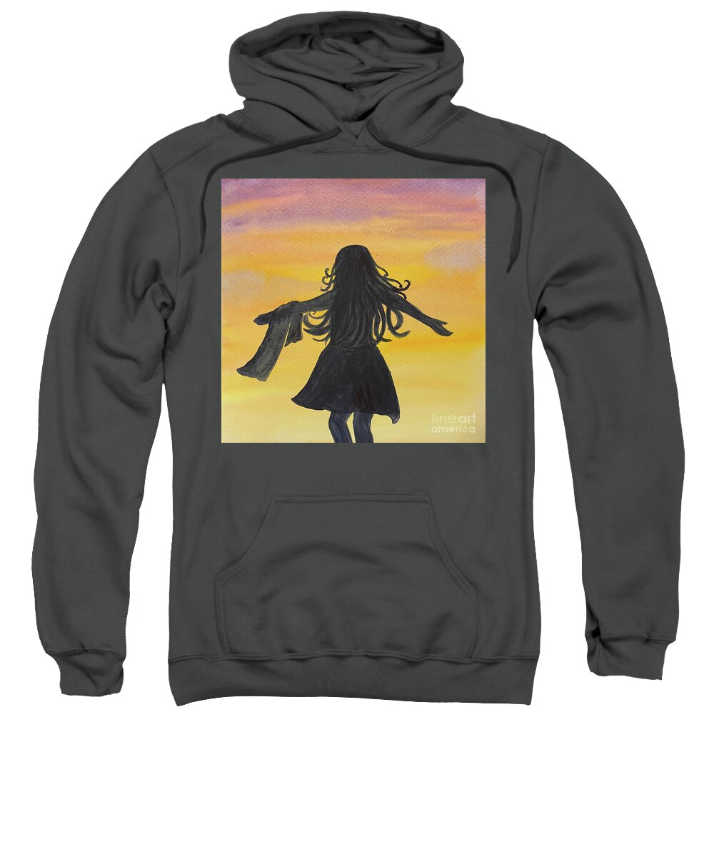 Sunset Sweatshirt featuring the painting Sunset Girl by Lisa Neuman