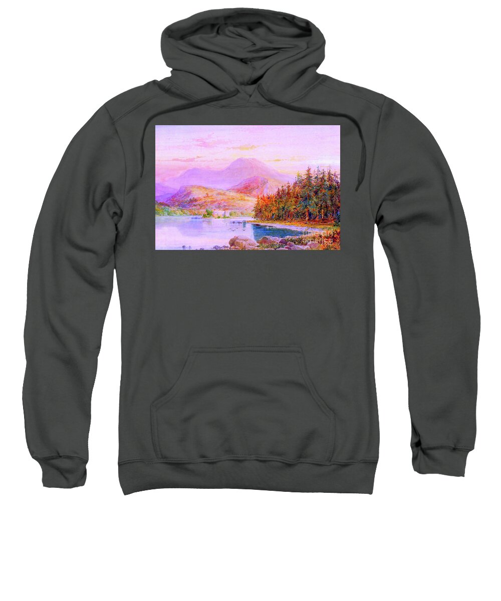 Landscape Sweatshirt featuring the painting Sunset Loch Scotland by Jane Small