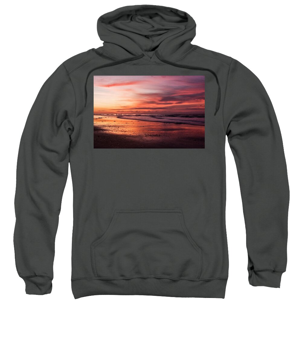 Sunset On Atlantic Beach Sweatshirt featuring the photograph Sunset on Atlantic Beach by Bob Decker