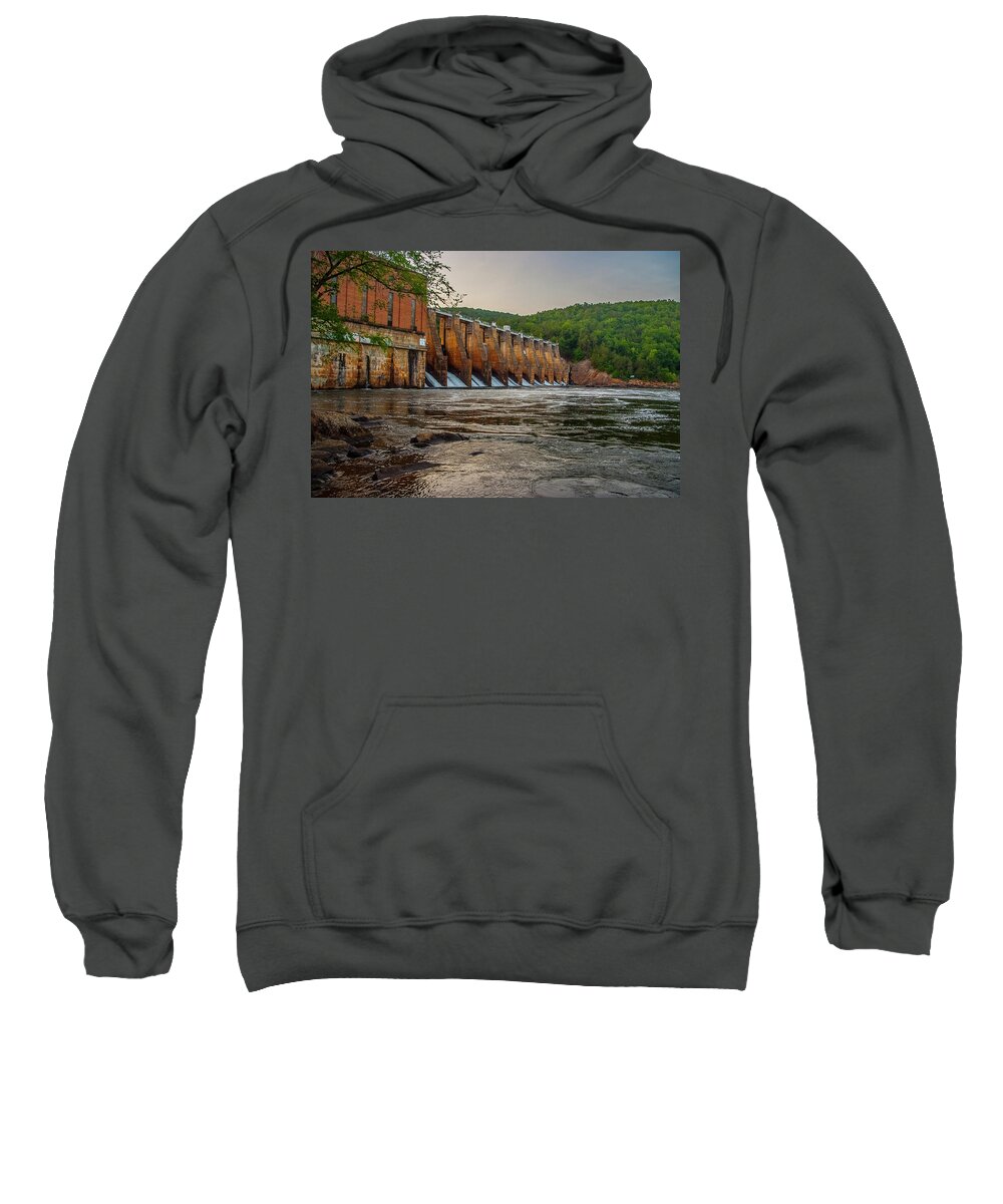 Lake Tillery Sweatshirt featuring the photograph Sunset on Falls Dam at Lake Tillery by Matthew Irvin